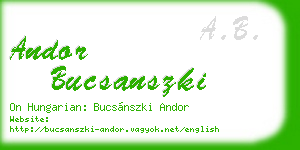 andor bucsanszki business card