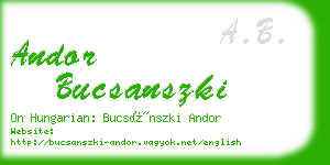 andor bucsanszki business card